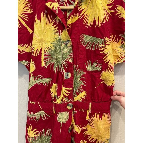 Free People Button Up Collared Colorful Floral Romper XS Short Sleeves Boho - Picture 4 of 9